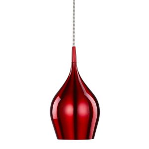 Vibrant 12cm diameter single ceiling pendant in red on white background