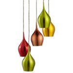 Vibrant 5 Light Cluster Pendant Multi-Coloured Shades