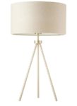 Tri 1 Light Tripod Table Lamp Matt Nickel Grey Linen Shade