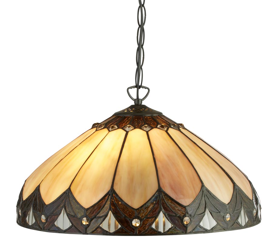 Pearl 2 Light Tiffany Pendant Ceiling Light Classic Style 670240