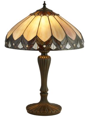 Pearl 2 light Tiffany table lamp ridged resin base