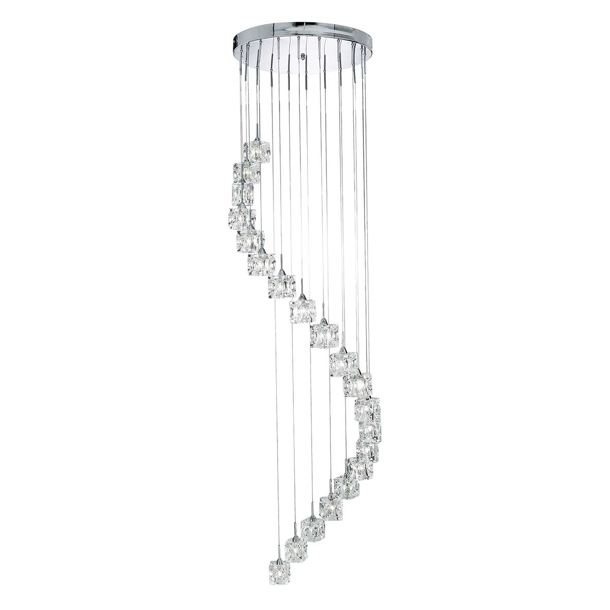 Ice Cube 20 Light LED Spiral Pendant Polished in Chrome