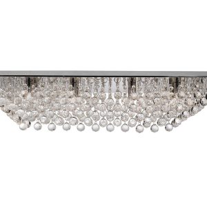 Hanna crystal 8 light flush rectangular ceiling light in polished chrome on white background