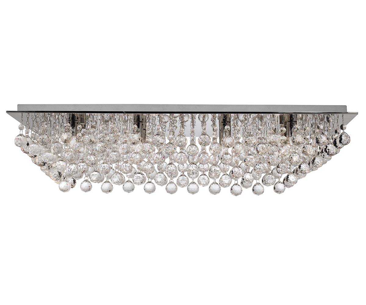 Hanna Crystal 8 Light Flush Rectangular Ceiling Light Chrome