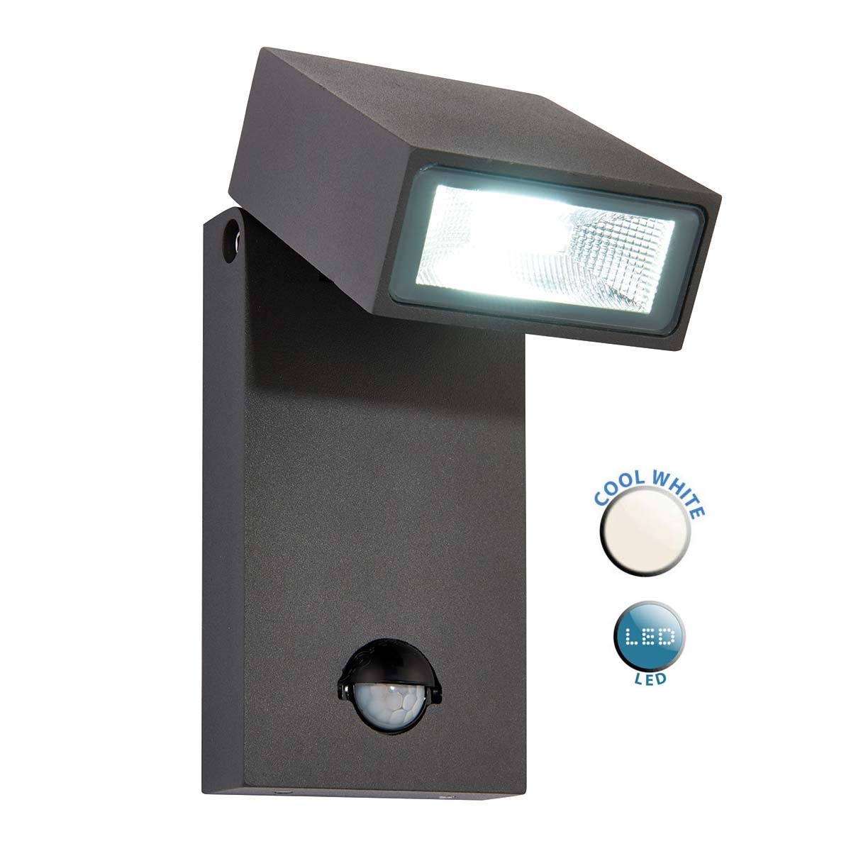 Morti IP44 Adjustable 11w LED PIR Wall Light in Anthracite