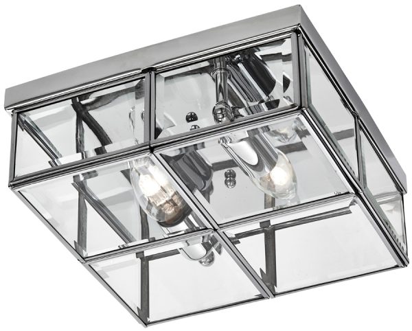 Box flush mount 2 light ceiling light polished chrome