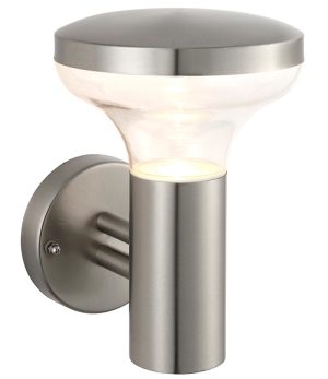 Roko 1 light outdoor wall light in brushed 316 stainless steel IP44