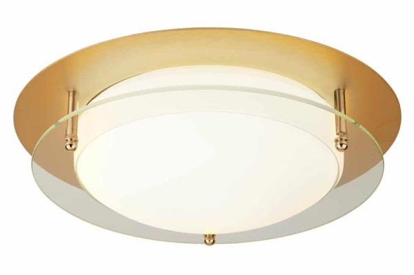 flush mount LED 38cm bathroom ceiling light gold IP44