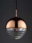 Paloma 1 Light Pendant Polished Copper Ribbed Glass