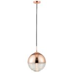 Paloma 1 Light Pendant Polished Copper Ribbed Glass