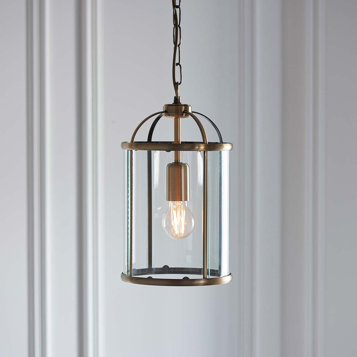 Endon Lambeth 1 Light Pendant Lantern Antique Brass