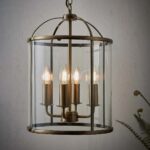 Endon Lambeth 4 Light Pendant Lantern Antique Brass
