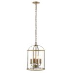 Endon Lambeth 4 Light Pendant Lantern Antique Brass
