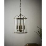 Endon Lambeth 4 Light Pendant Lantern Antique Brass