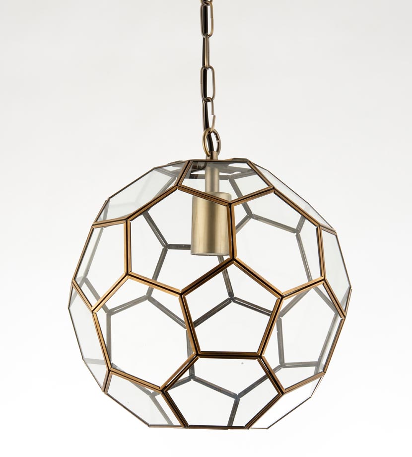 Miele 1 Light Ceiling Pendant Glass Globe Antique Brass