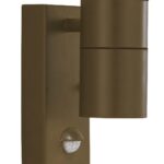 Metro Stainless Steel 2 Light Outdoor PIR Wall Light Rust Brown