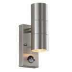 Metro 2 Light Outdoor PIR Wall Light Stainless Steel