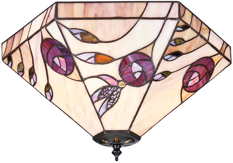 Damselfly Flush 2 Lamp Mackintosh Rose Tiffany Ceiling Light