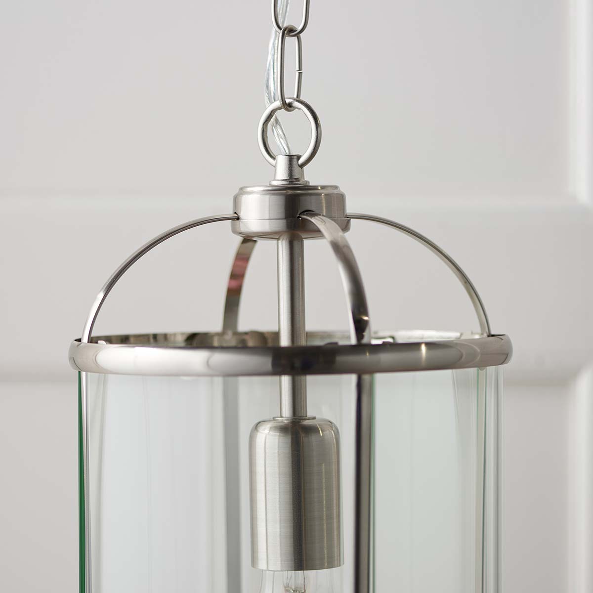 Lambeth Small 1 Light Hanging Ceiling Lantern Satin Nickel 70323