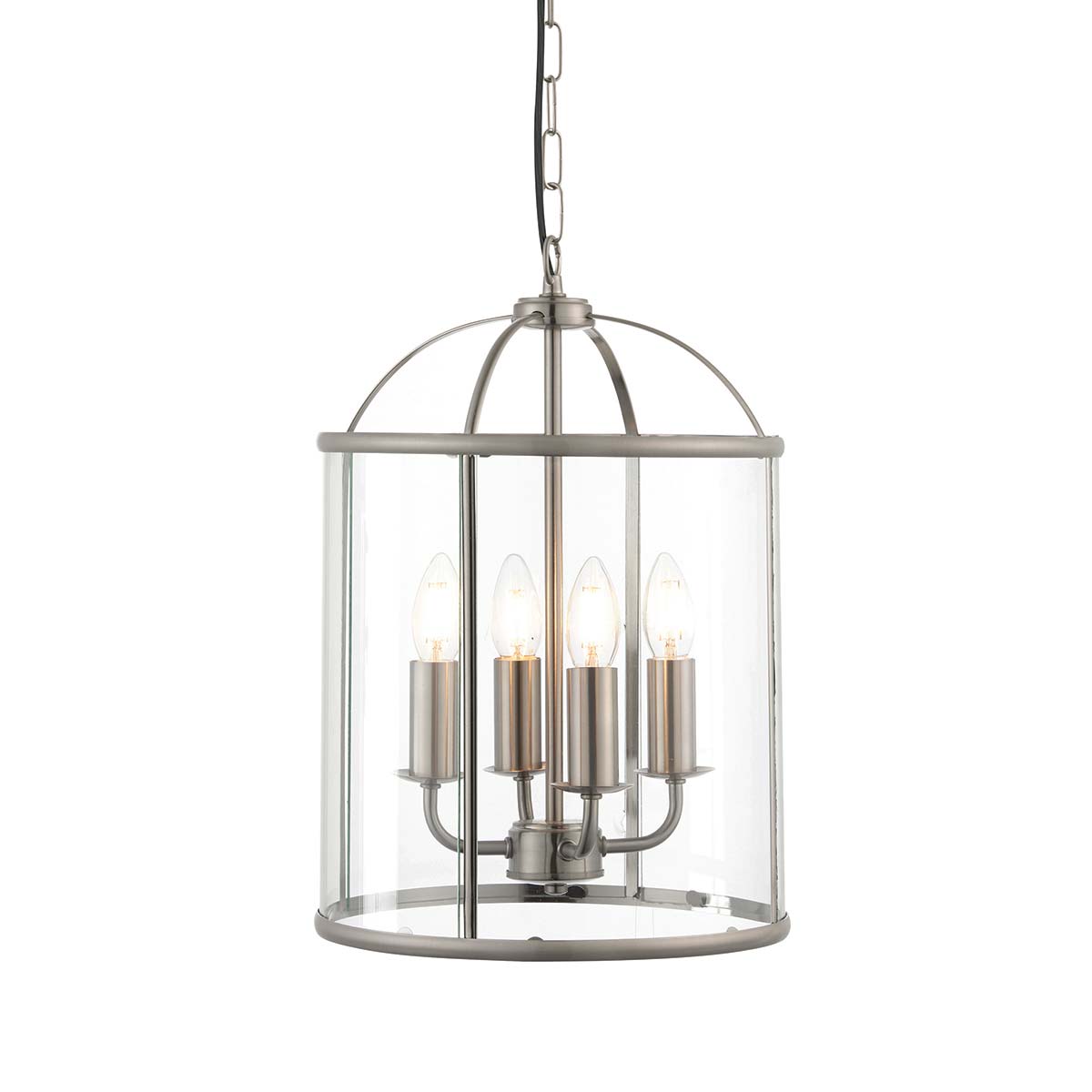 Endon Lambeth 4 Light Pendant Lantern Satin Nickel