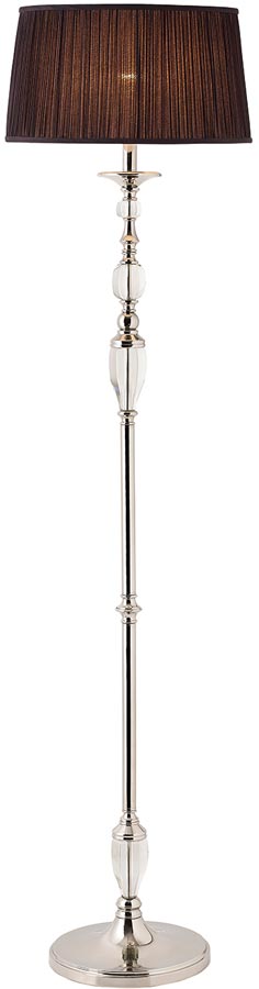 Polina Polished Nickel Crystal Floor Lamp With Black Shade