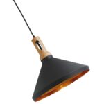 Wong Single Matt Black Pendant Light With Gold Inner