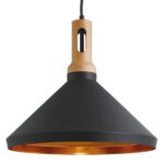 Wong Single Matt Black Pendant Light With Gold Inner