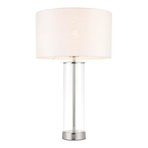 Lessina touch dimmer table lamp in polished nickel on white background