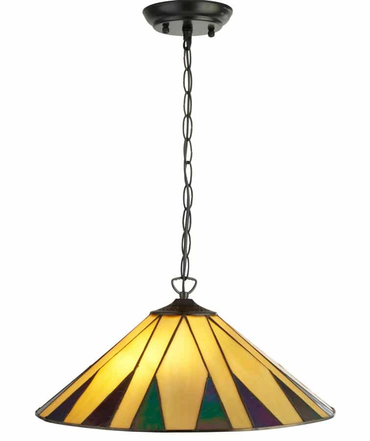 Charleston 2 Light Tiffany Ceiling Pendant Yellow 1920’s Style