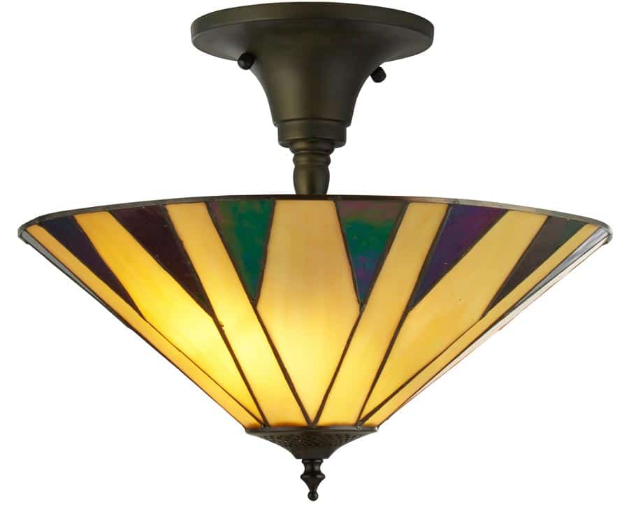 Charleston 3 Light Semi Flush Tiffany Ceiling Light 1920’s Style