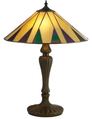 Charleston 2 light Tiffany table lamp with ridged resin base