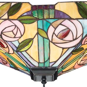 Willow Mackintosh Rose Medium 2 Light Flush Tiffany Lamp