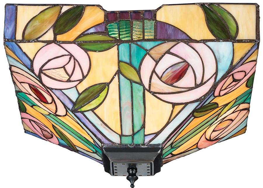 Willow Mackintosh Rose Medium 2 Light Flush Tiffany Lamp