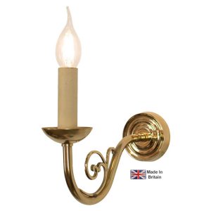 Cottage handmade single wall light in solid brass shown polished