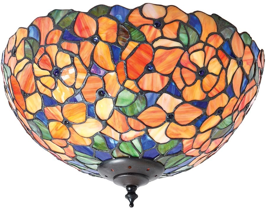 Josette Medium Floral 2 Light Traditional Flush Tiffany Lamp