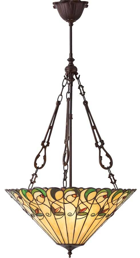 The Jamelia Large Art Nouveau 3 Light Inverted Tiffany pendant
