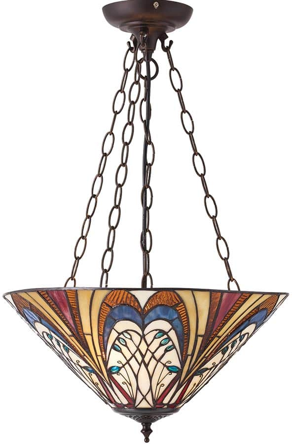 Hector Medium Art Nouveau 3 Light Inverted Tiffany Pendant