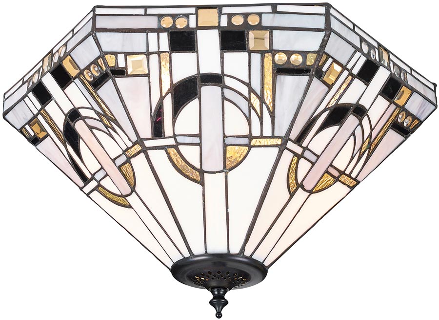 Metropolitan Medium Art Deco Style Flush 2 Lamp Tiffany Light
