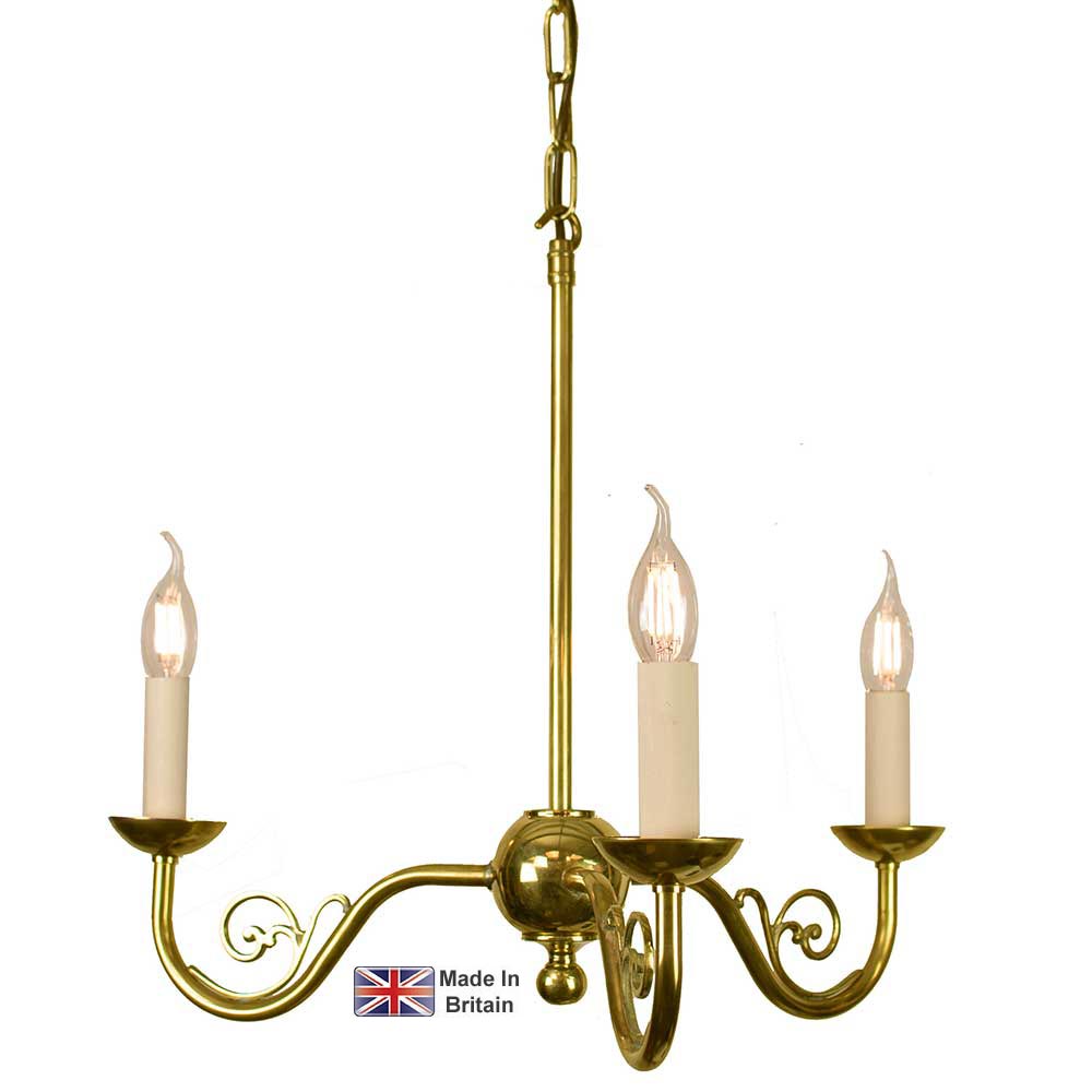 Cottage Handmade 3 Light Pendant Solid Brass Tudor Style