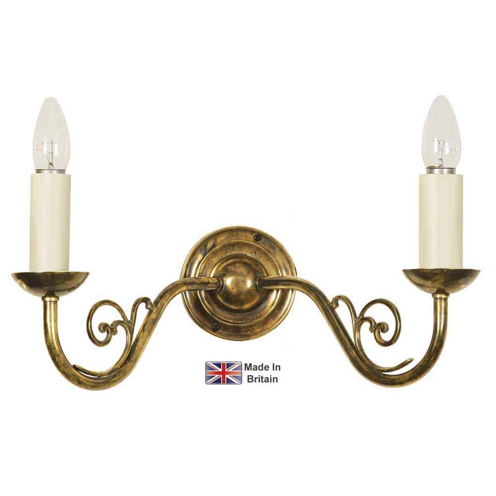 Cottage Handmade Twin Wall Light Solid Brass Tudor Style