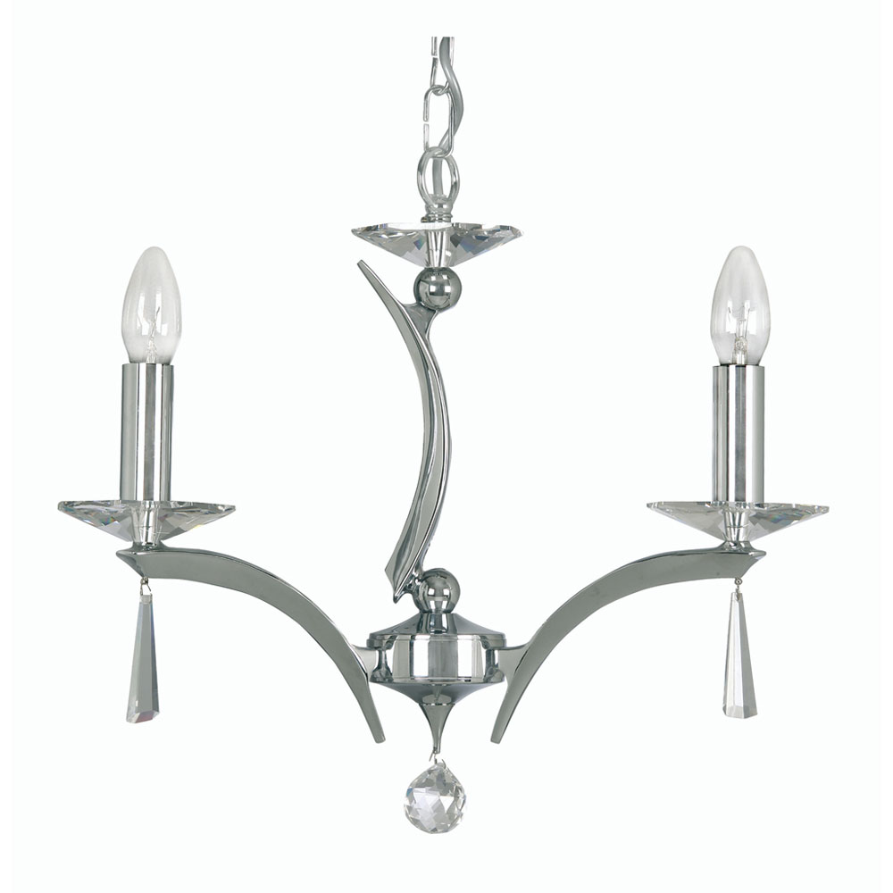 Wroxton Chrome Plated Cast Brass 3 Light Chandelier