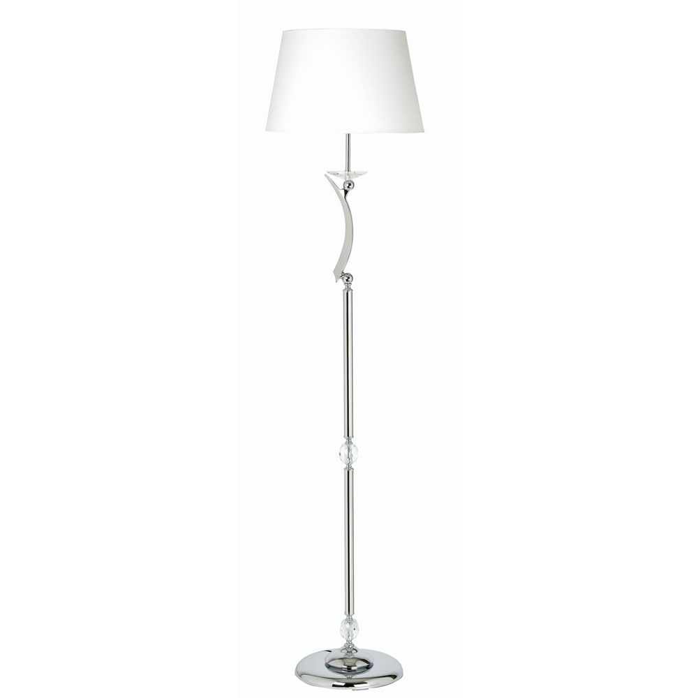 Wroxton Chrome Plated Cast Brass Floor Lamp With Shade