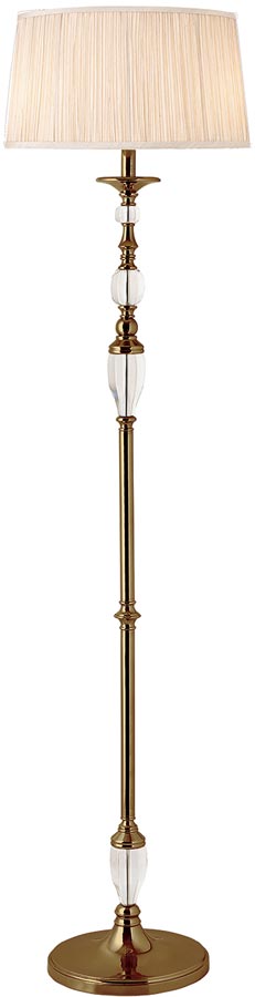 Polina Antique Brass Crystal Floor Lamp With Beige Shade