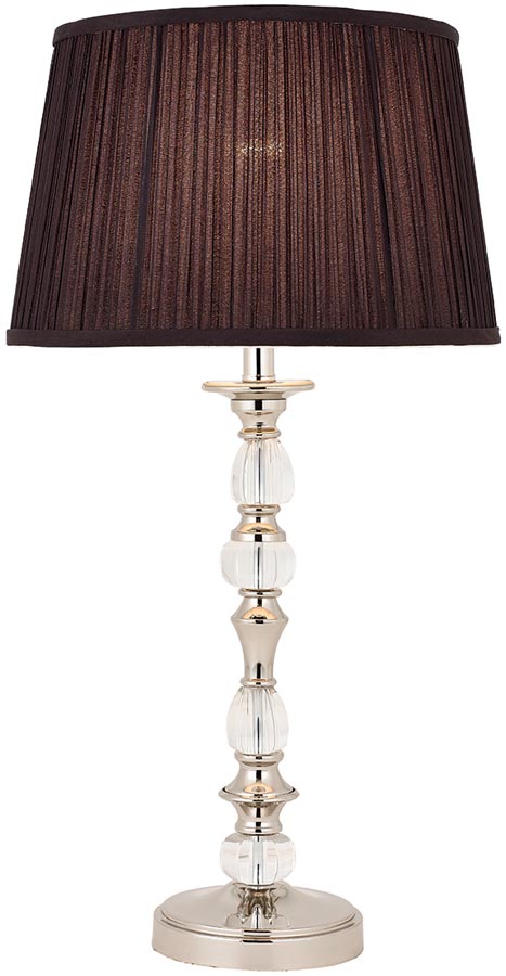 Polina Nickel Medium Crystal Table Lamp With Black Shade