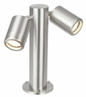 Atlantis outdoor 2 light short post light in 316 stainless steel