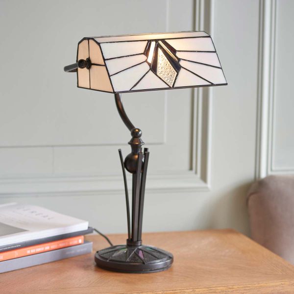 Astoria Tiffany Shade Art Deco Design Bankers lamp