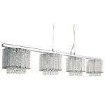 Elise 4 Light Pendant Bar Polished Chrome Crystal Glass
