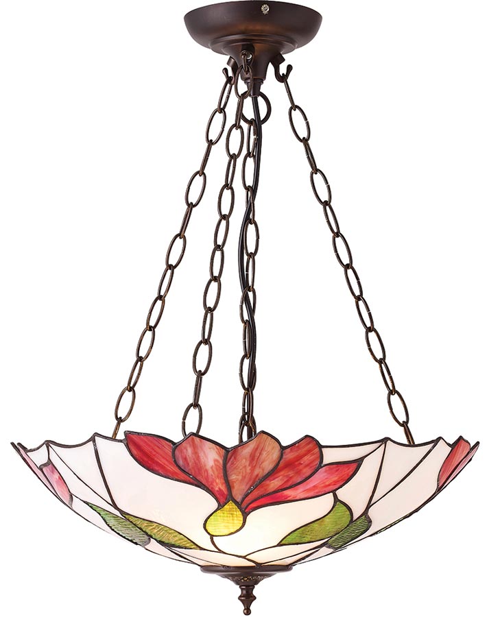 Botanica Large Floral 2 Lamp Inverted Tiffany Pendant Light