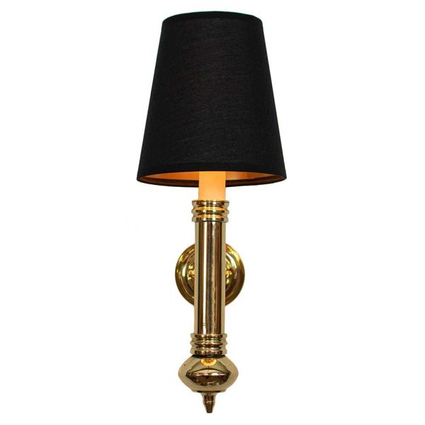 Carlton replica vintage wall light in solid polished brass black shade