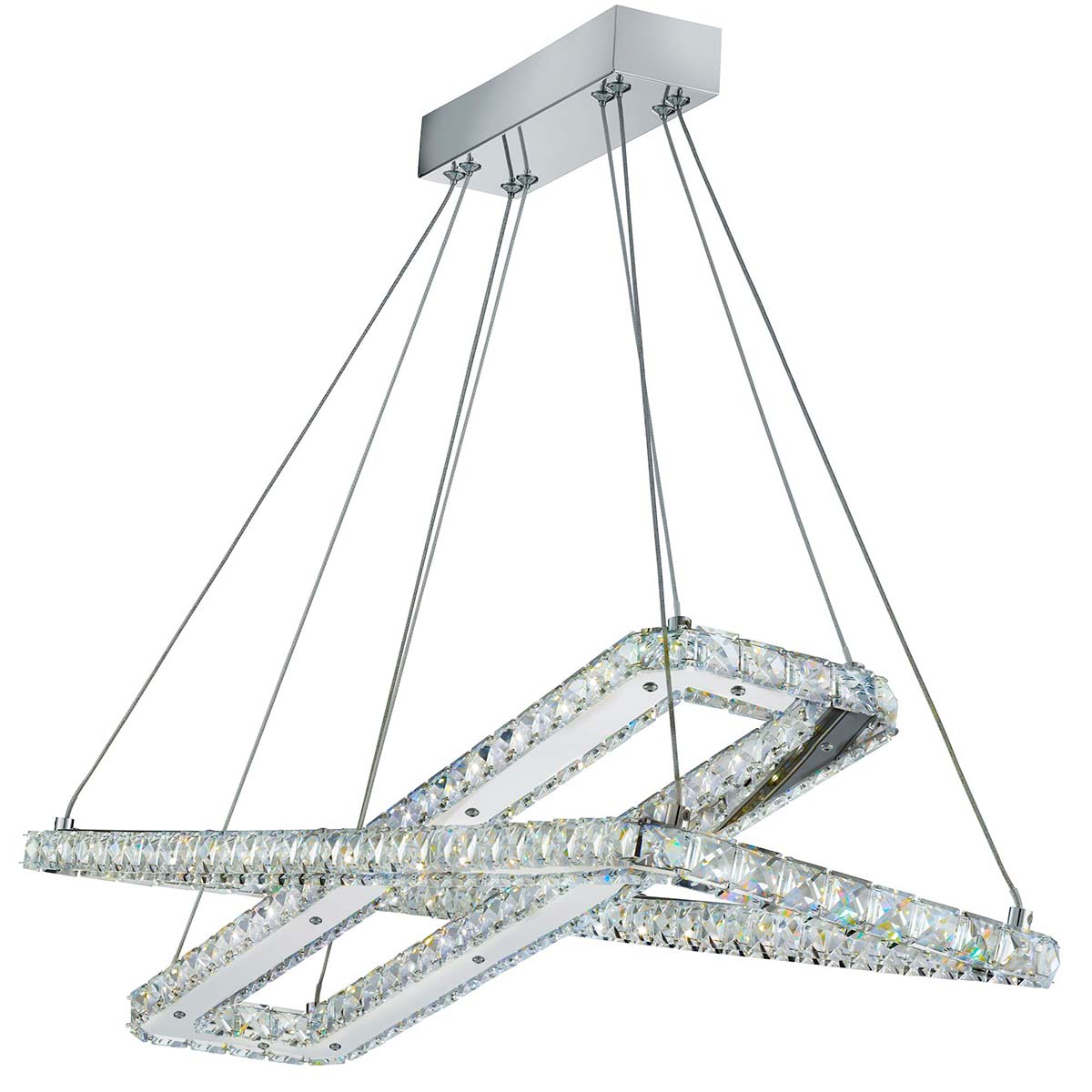 Clover Polished Chrome 2 Light LED Ceiling Pendant Crystal